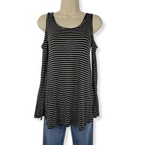Ultra Flirt Stripe Cold Shoulder long sleeve Top XS Junior